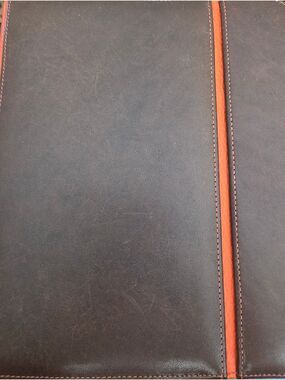 Knomo Apple iPad brown leather tablet folio with an orange accent stripe